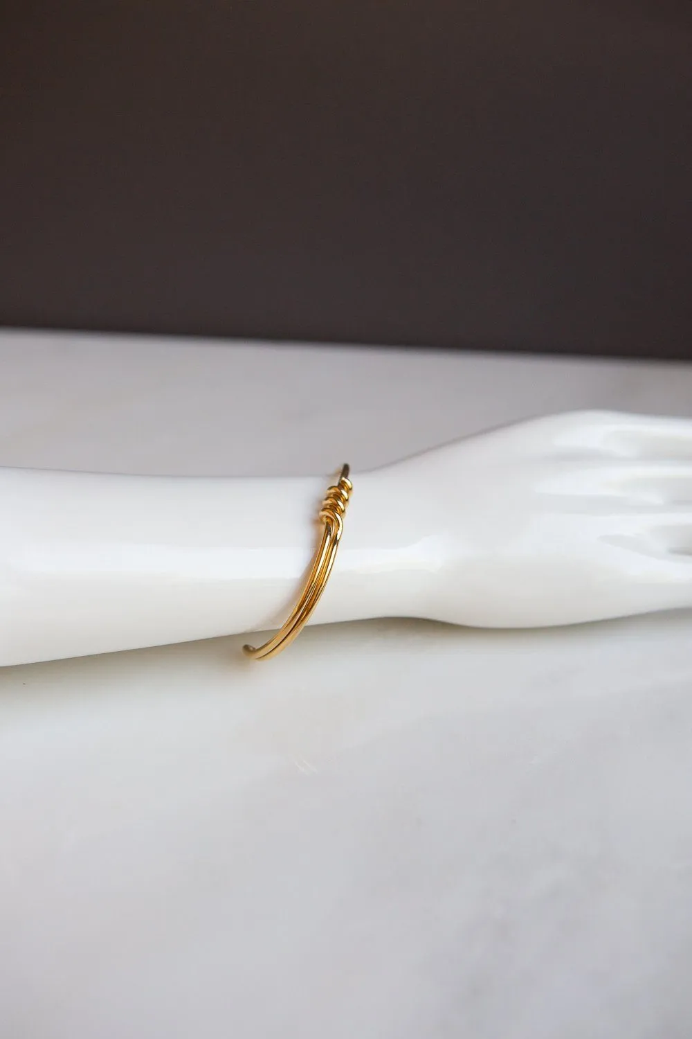 Minimalist Gold Wire Twist Cuff Bracelet
