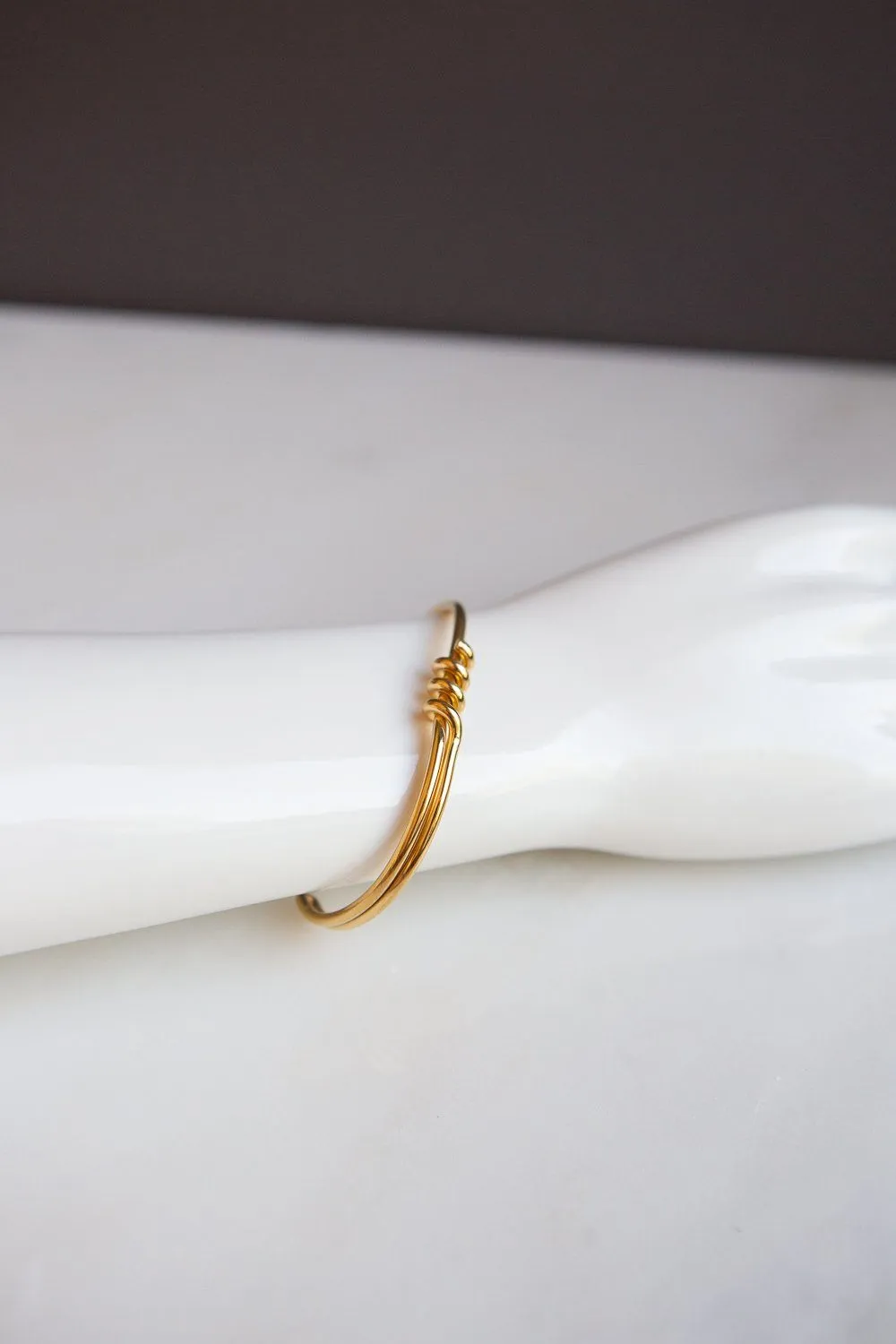 Minimalist Gold Wire Twist Cuff Bracelet