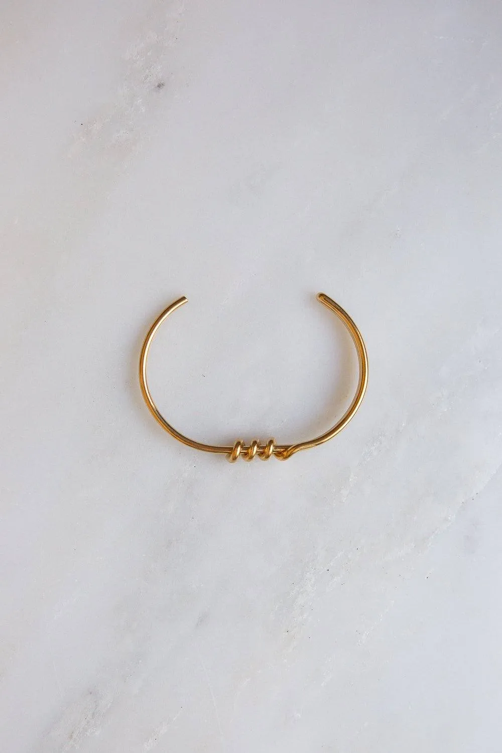 Minimalist Gold Wire Twist Cuff Bracelet