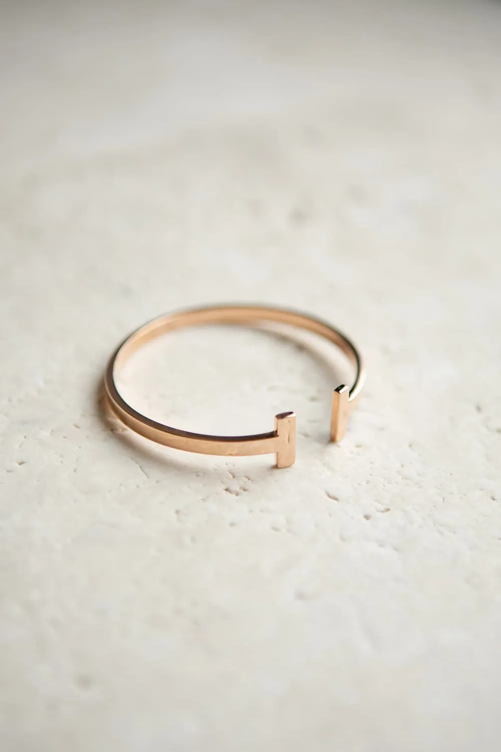 Minimalist Rose Gold T Bar Cuff Bracelet