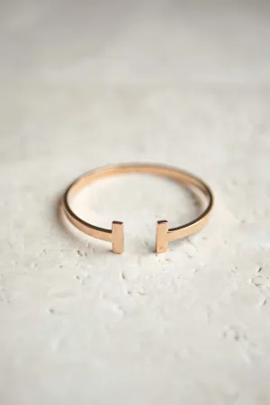 Minimalist Rose Gold T Bar Cuff Bracelet