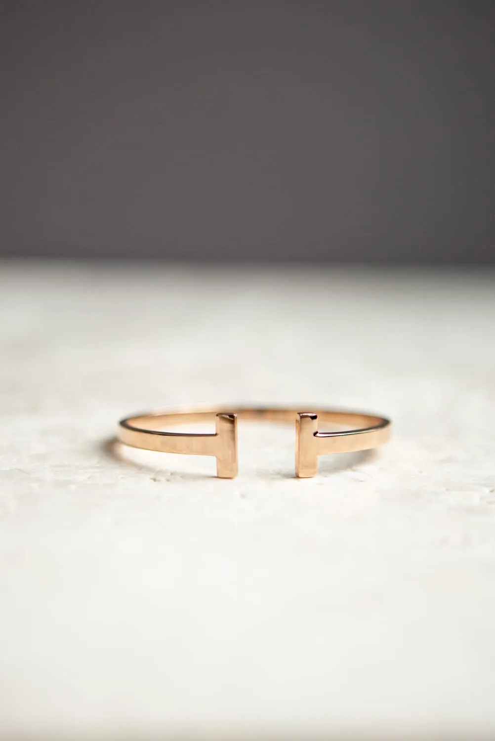 Minimalist Rose Gold T Bar Cuff Bracelet