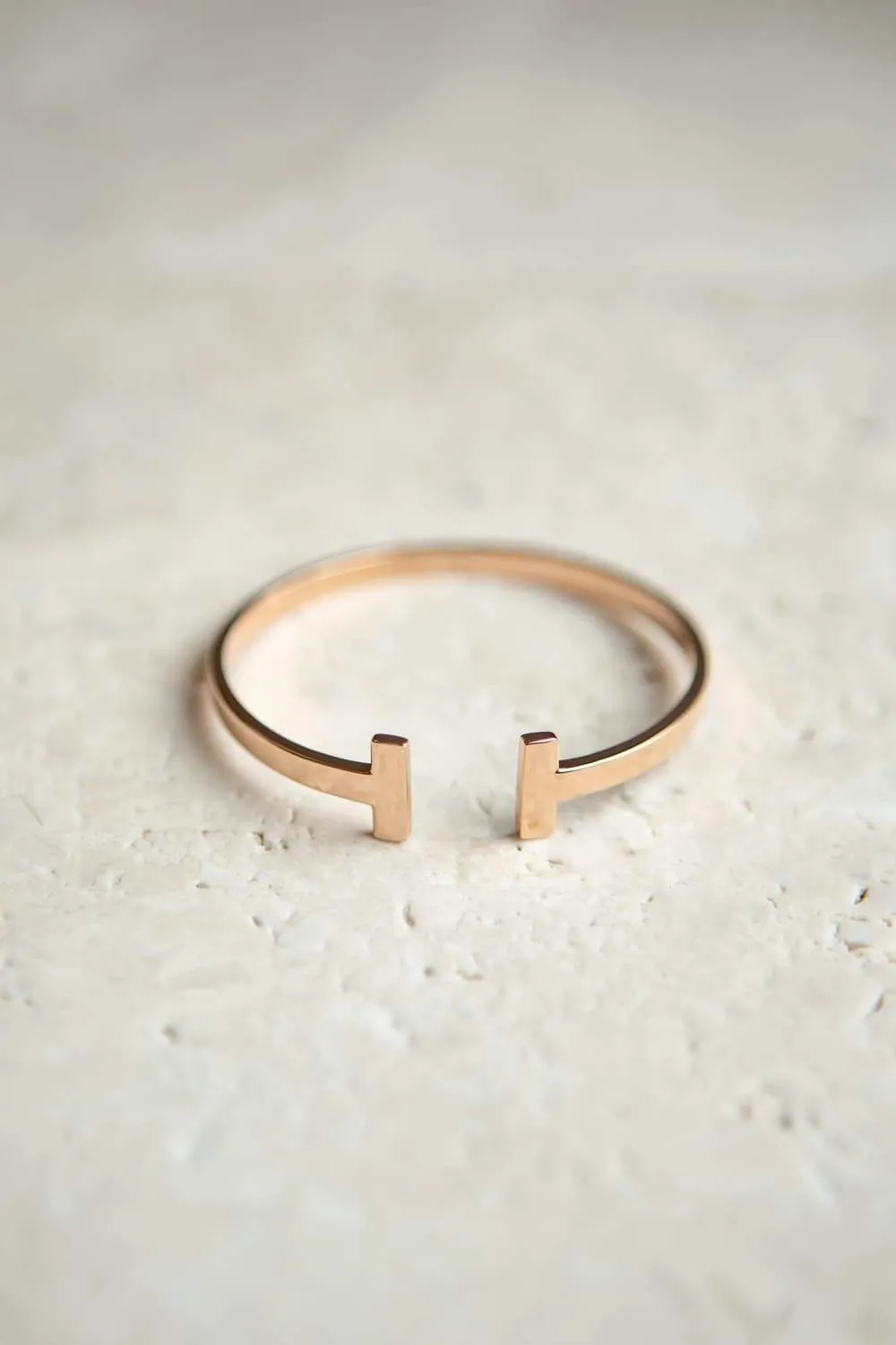 Minimalist Rose Gold T Bar Cuff Bracelet