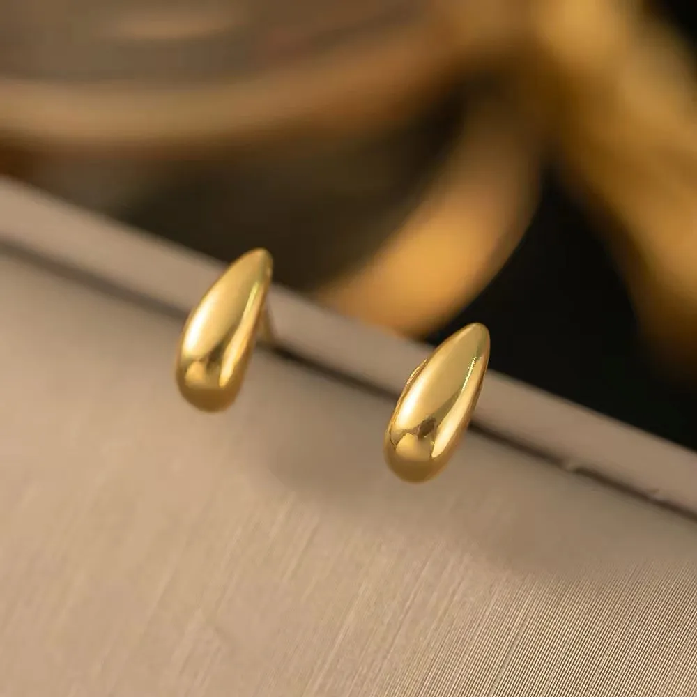 Minimalist Stainless Steel Water Drop Stud Earrings