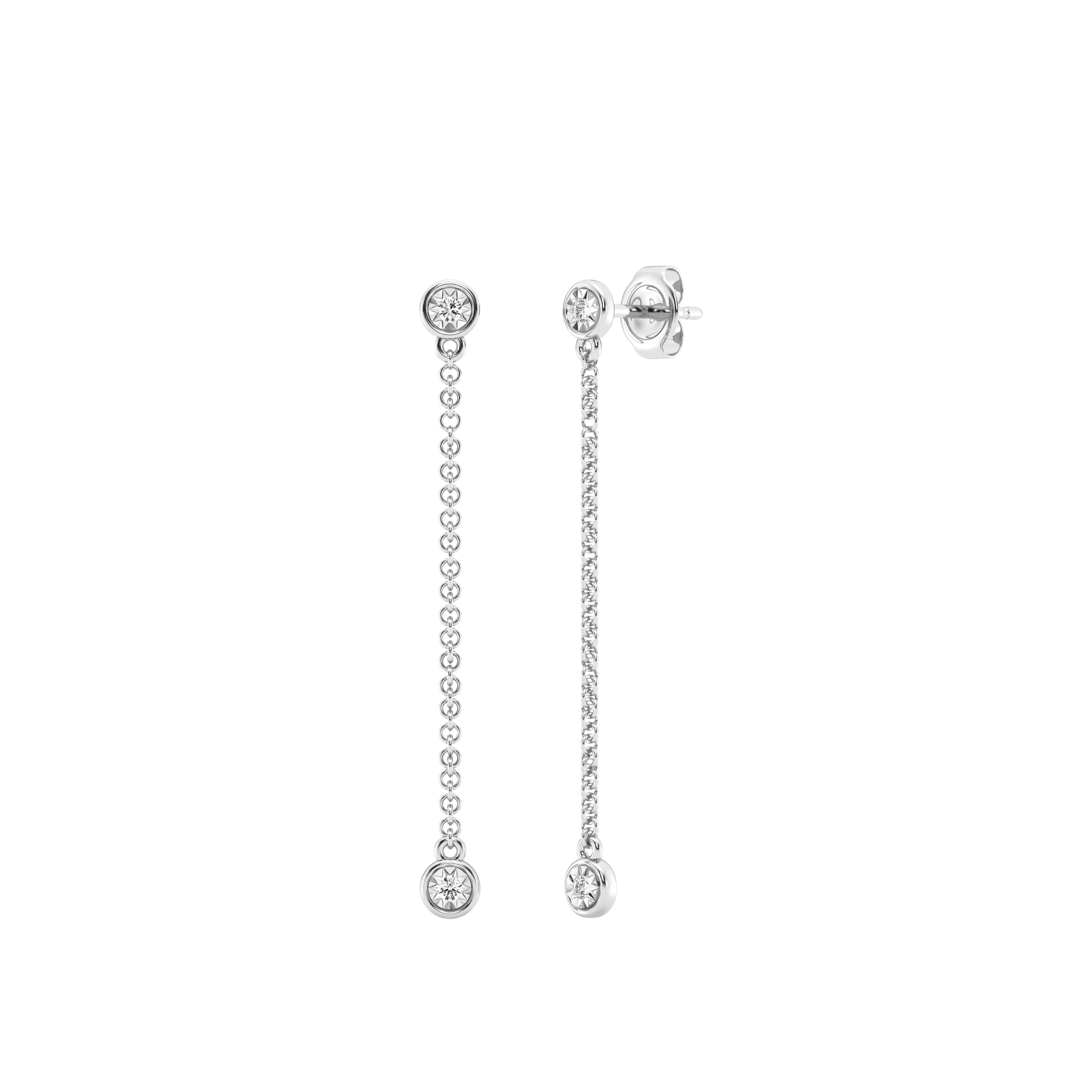 Mirage Drop Earrings with 0.10ct of Laboratory Grown Diamonds in Sterling Silver and Platinum