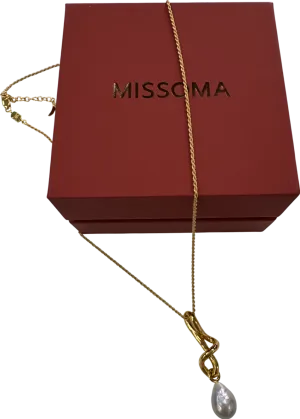 Missoma 18k Yellow Gold Vermeil Molten Pearl Drop Pendant Necklace