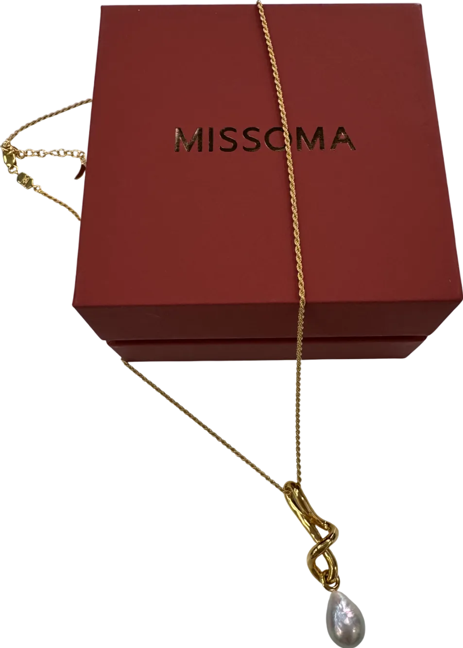 Missoma 18k Yellow Gold Vermeil Molten Pearl Drop Pendant Necklace