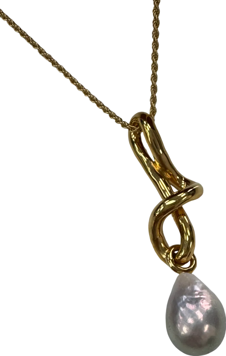 Missoma 18k Yellow Gold Vermeil Molten Pearl Drop Pendant Necklace