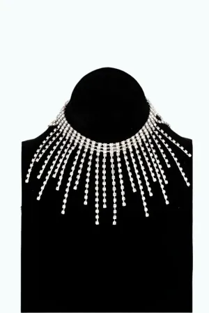 Misty Blue Fergie - Rhinestone Spike Collar Necklace