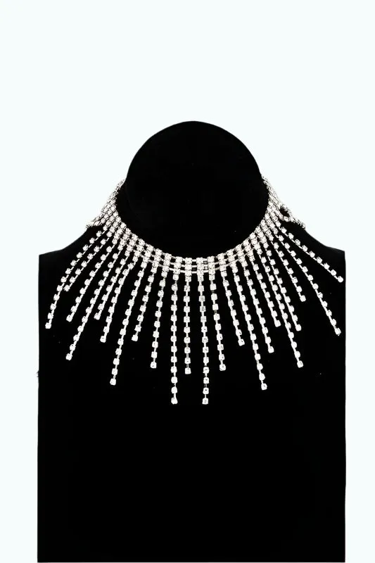 Misty Blue Fergie - Rhinestone Spike Collar Necklace