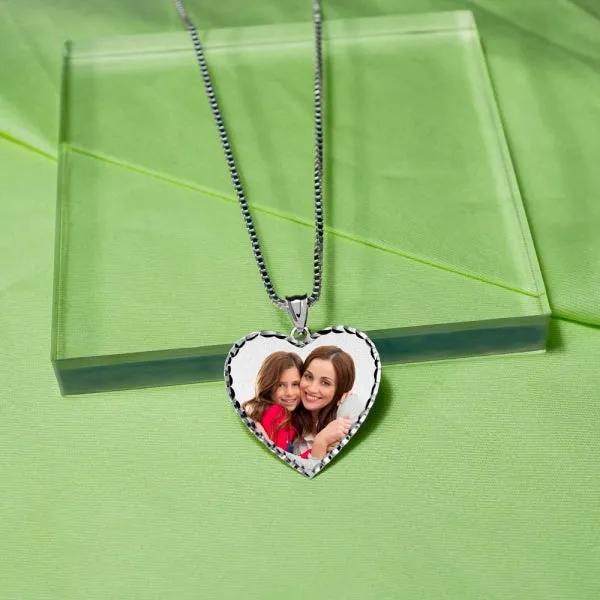 Modern Heart Photo Pendant with Diamond Cut Edge Jewelry