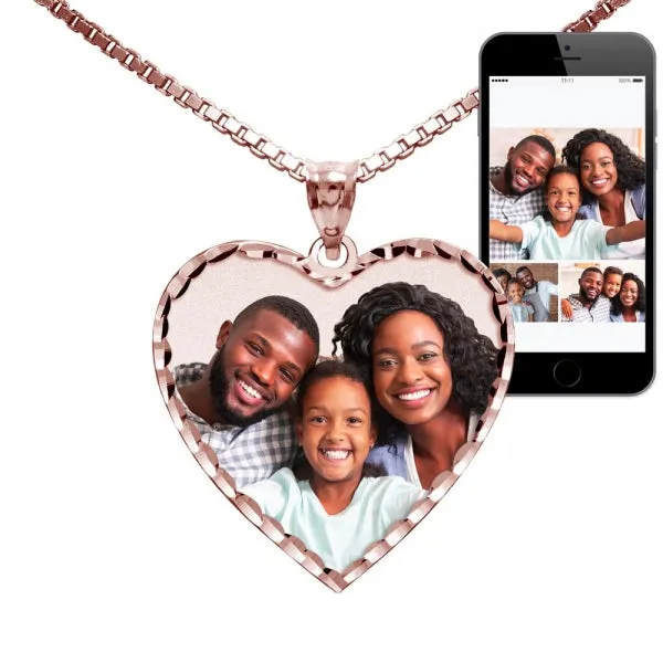 Modern Heart Photo Pendant with Diamond Cut Edge Jewelry