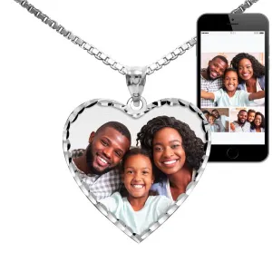 Modern Heart Photo Pendant with Diamond Cut Edge Jewelry