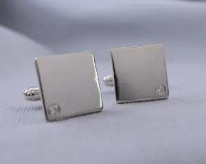 Moissanite Set Silver Cufflinks