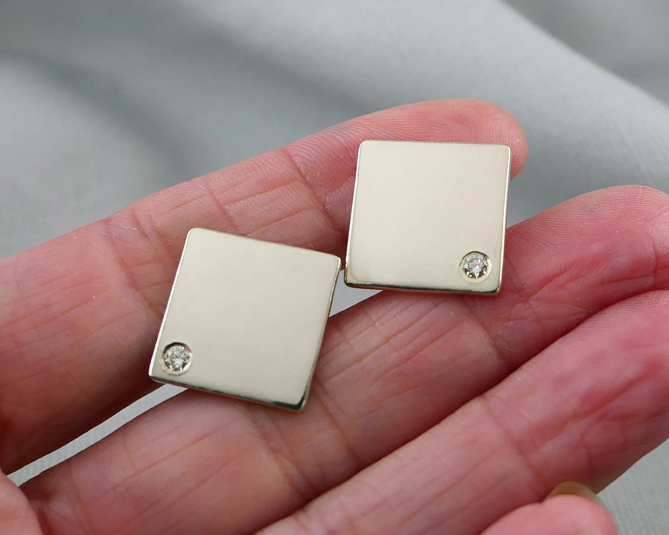 Moissanite Set Silver Cufflinks