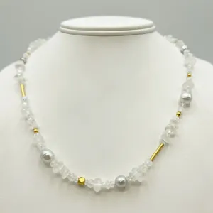 Moonstones South Sea Pearls and Bright Gold Accent Necklace
