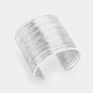 Multi Layered Silver Metal Cuff Bracelet | Pageant Jewelry | Evening Jewelry |  372448