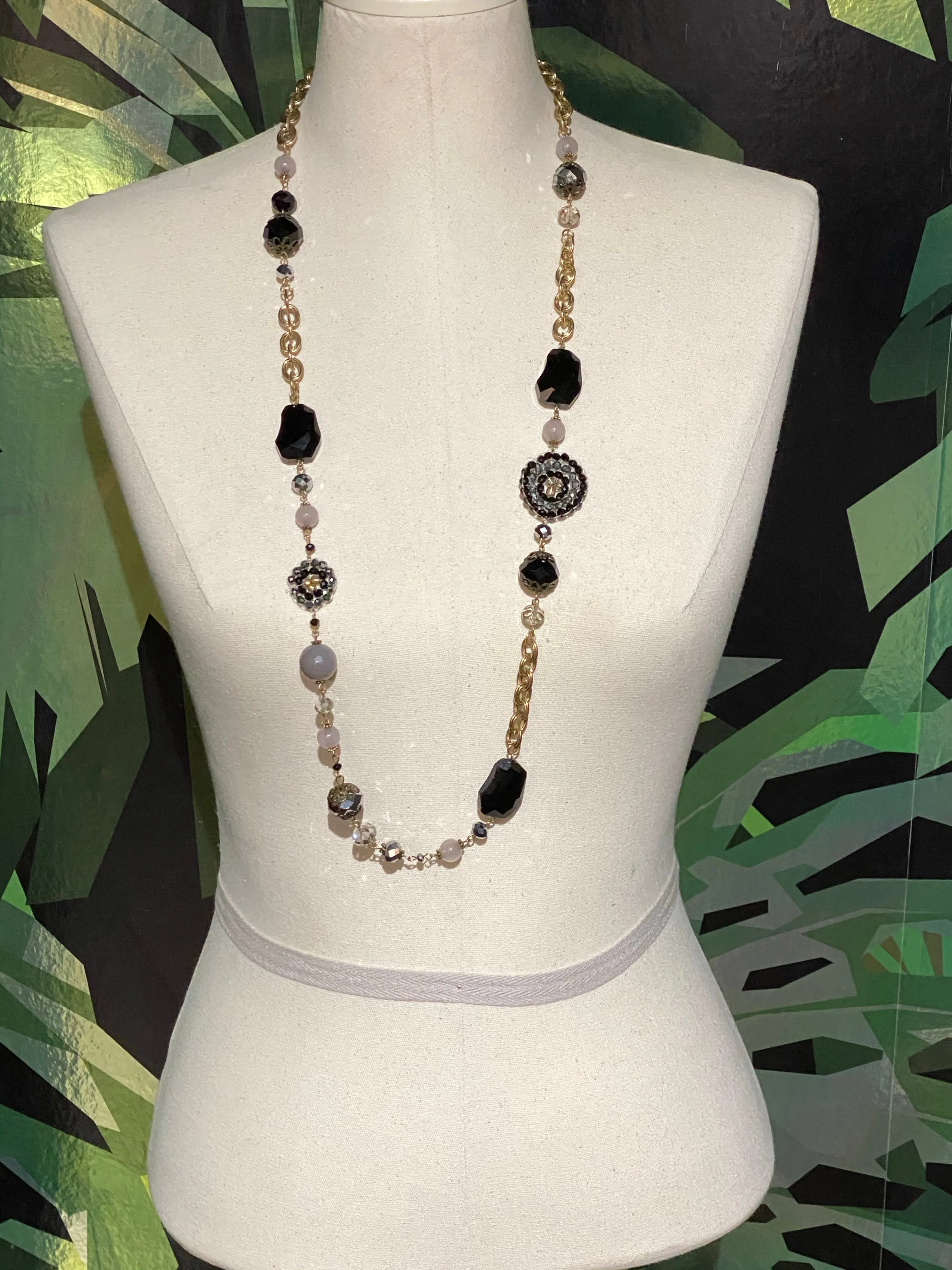 Multi-shape Multi Crystal Mutli Beaded Necklace