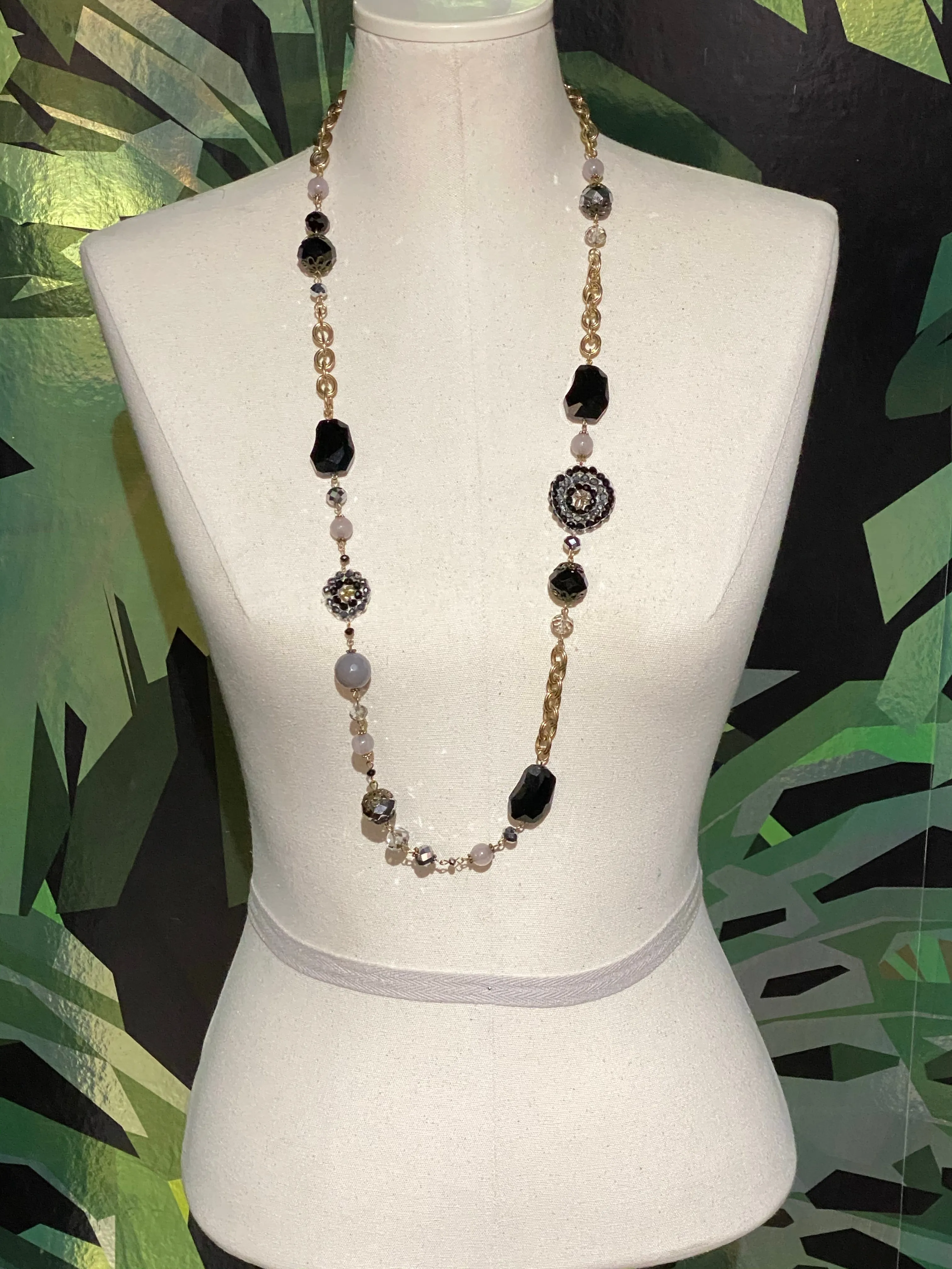 Multi-shape Multi Crystal Mutli Beaded Necklace