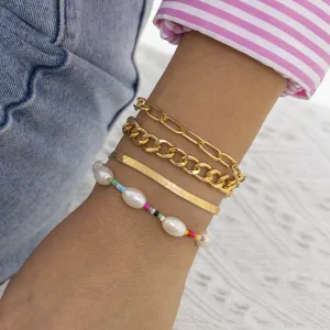 Multicolor Howlite & Pearl Beaded Stretch Bracelet Set