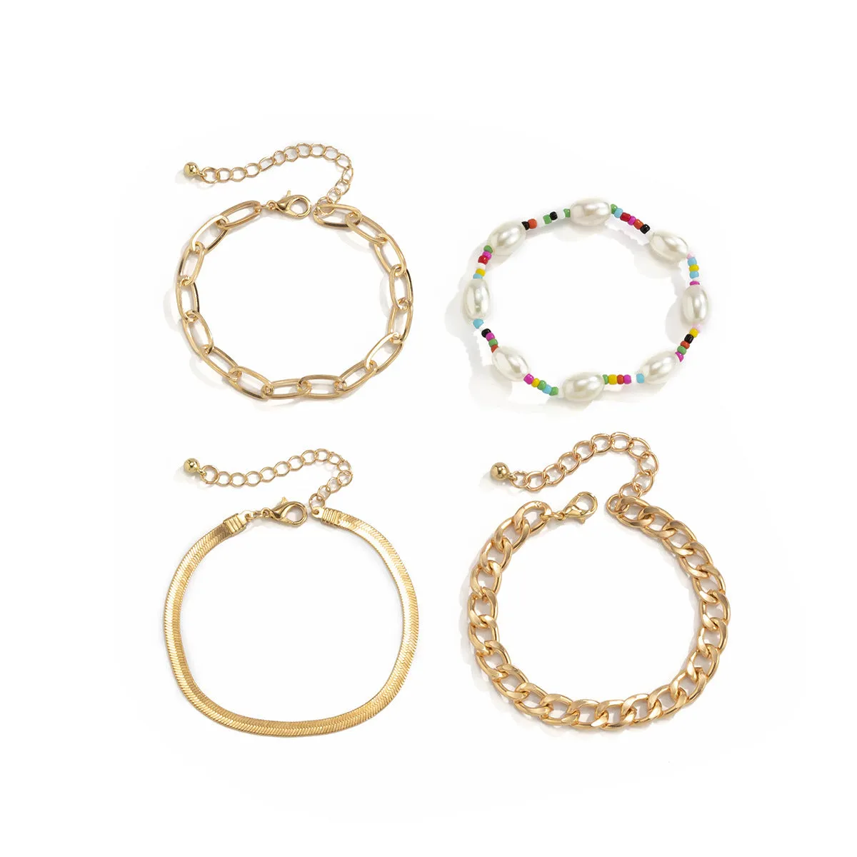 Multicolor Howlite & Pearl Beaded Stretch Bracelet Set