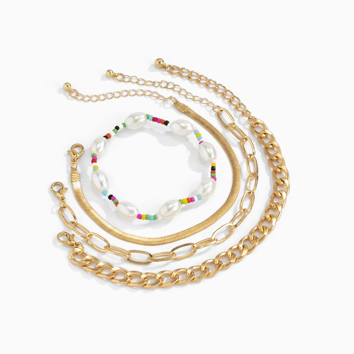Multicolor Howlite & Pearl Beaded Stretch Bracelet Set