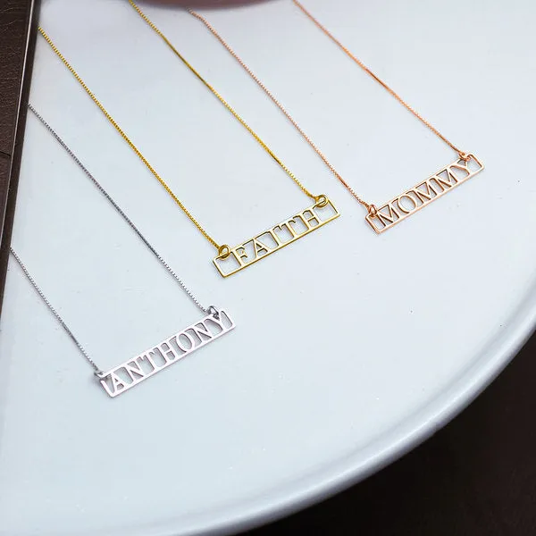 Name Bar Necklace with Chain Included Jewelry