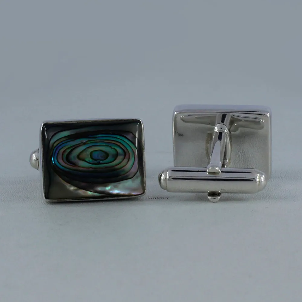 Natural Abalone Shell 925 Sterling Silver Cufflink