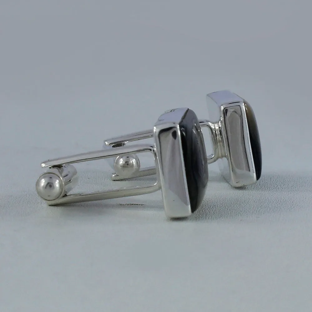 Natural Abalone Shell 925 Sterling Silver Cufflink