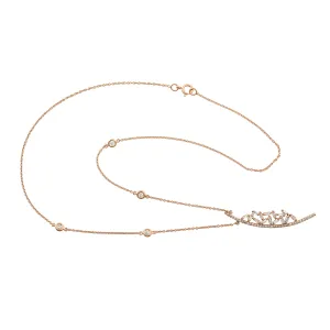 Natural Baguette Diamond Cluster Choker Necklace In 18k Rose Gold