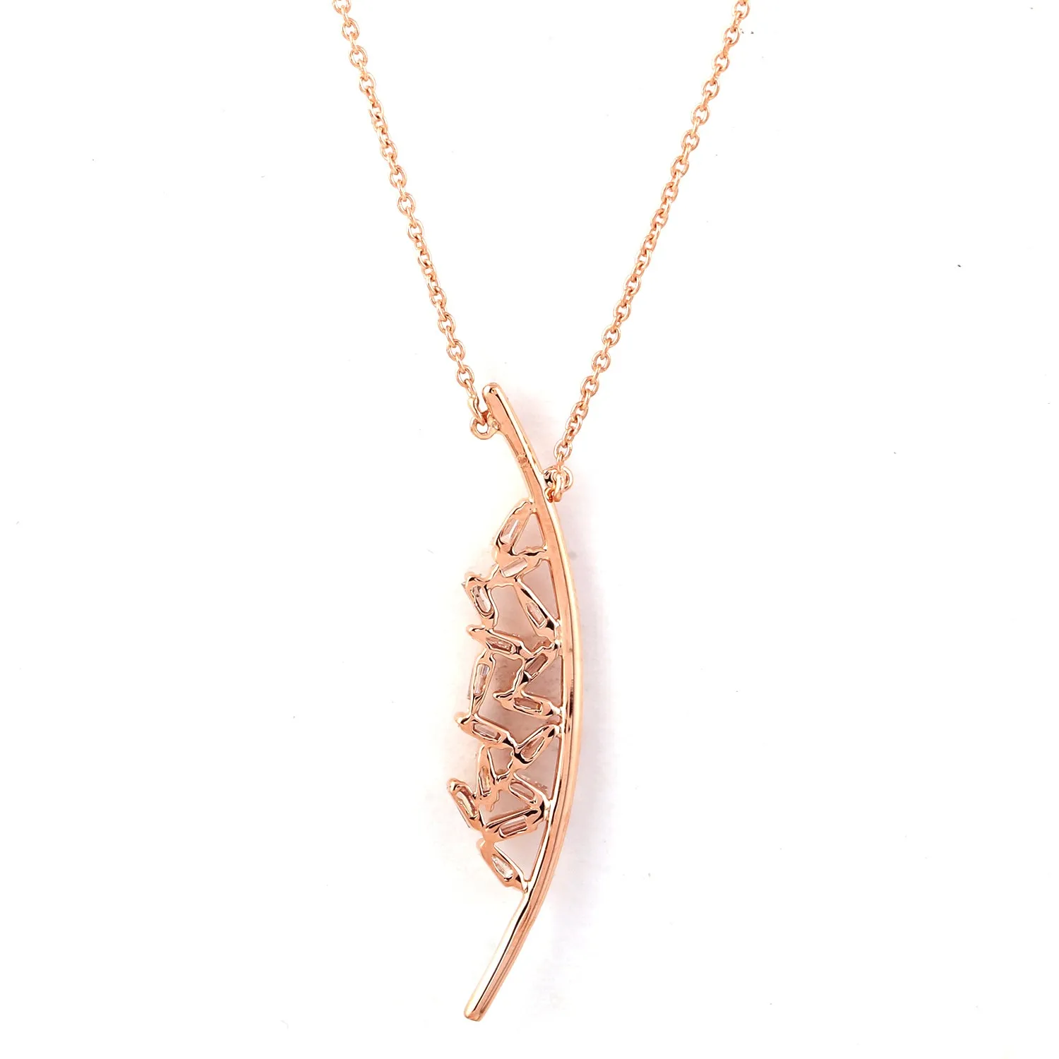 Natural Baguette Diamond Cluster Choker Necklace In 18k Rose Gold