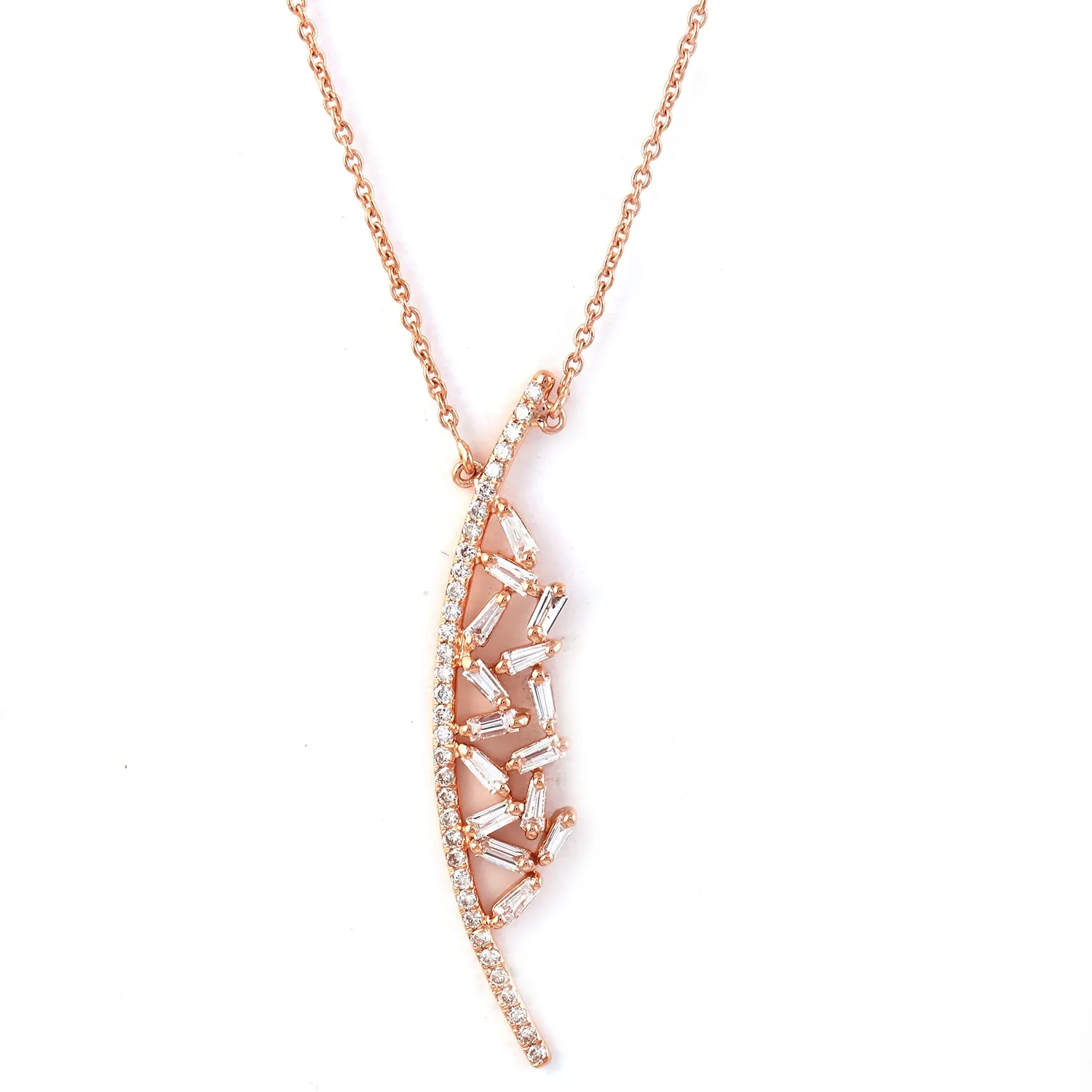Natural Baguette Diamond Cluster Choker Necklace In 18k Rose Gold