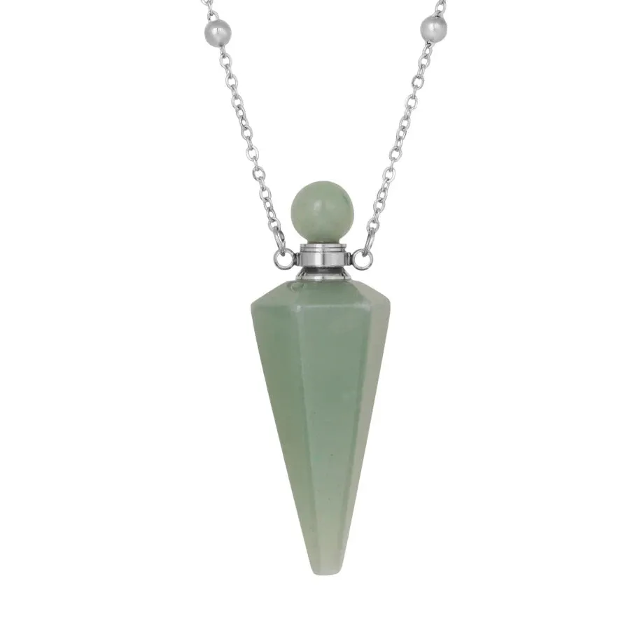 Natural Crystal Cone Pendulum Essentials Oil/ Perfume Bottle Necklace