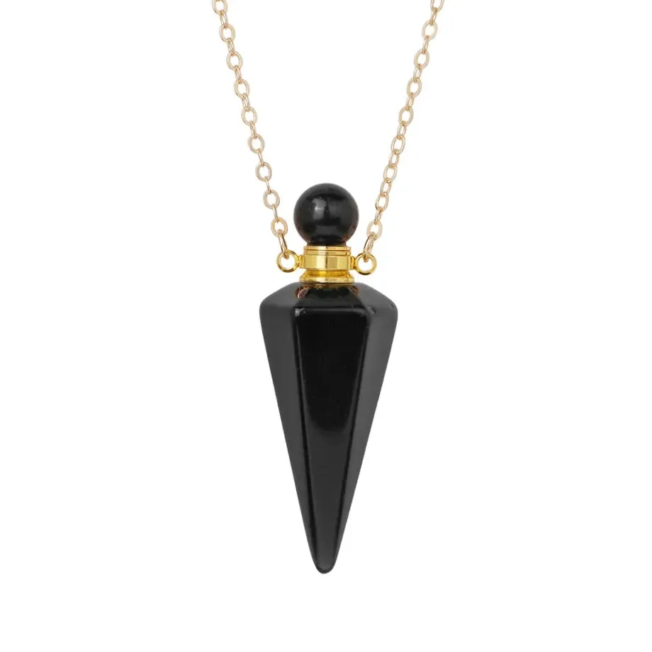 Natural Crystal Cone Pendulum Essentials Oil/ Perfume Bottle Necklace