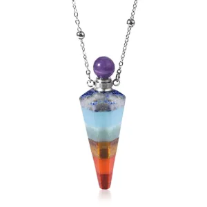 Natural Crystal Cone Pendulum Essentials Oil/ Perfume Bottle Necklace