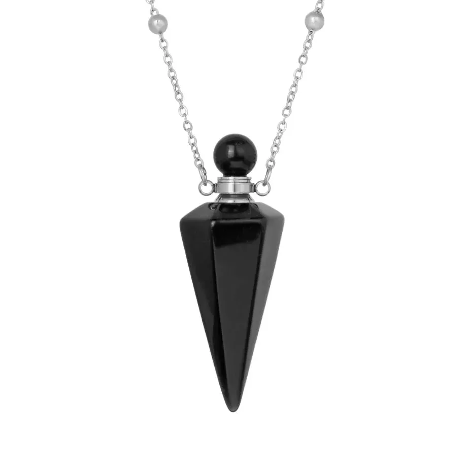 Natural Crystal Cone Pendulum Essentials Oil/ Perfume Bottle Necklace
