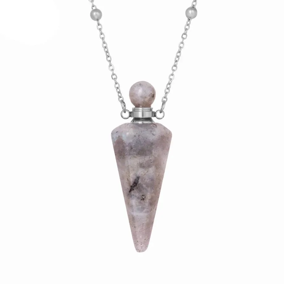 Natural Crystal Cone Pendulum Essentials Oil/ Perfume Bottle Necklace
