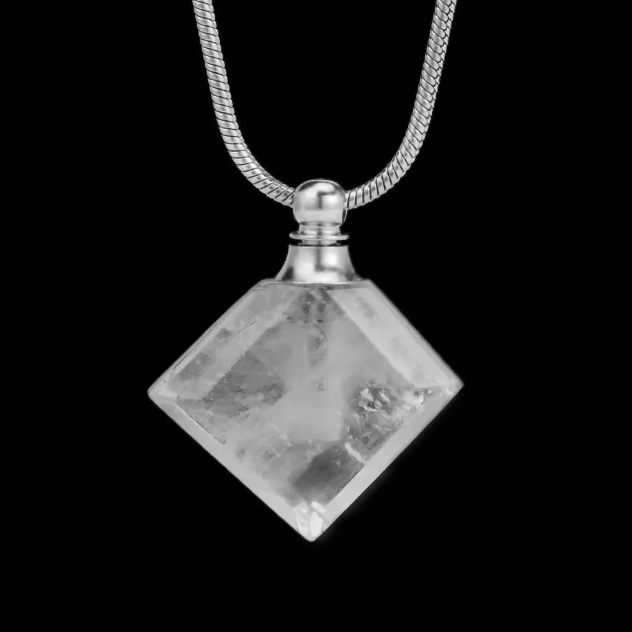 Natural Crystal Cone Pendulum Essentials Oil/ Perfume Bottle Necklace