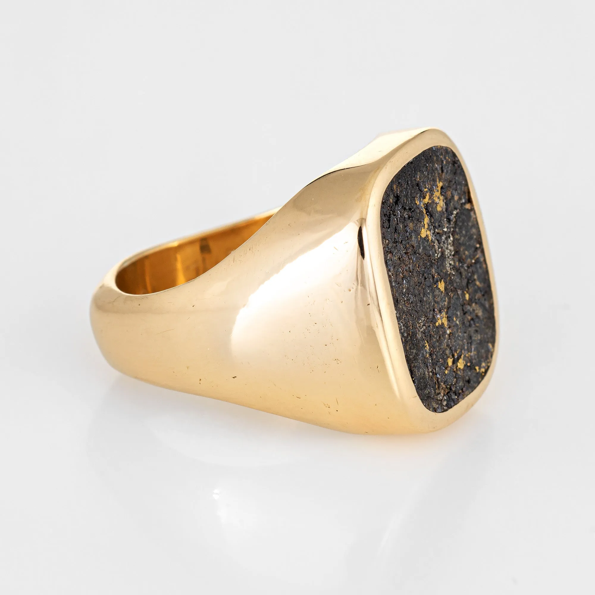 Natural Gold in Ironstone Ring Heavy 21.4g Vintage 18k Men's Signet 7.5 Jewelry