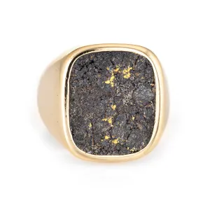 Natural Gold in Ironstone Ring Heavy 21.4g Vintage 18k Men's Signet 7.5 Jewelry