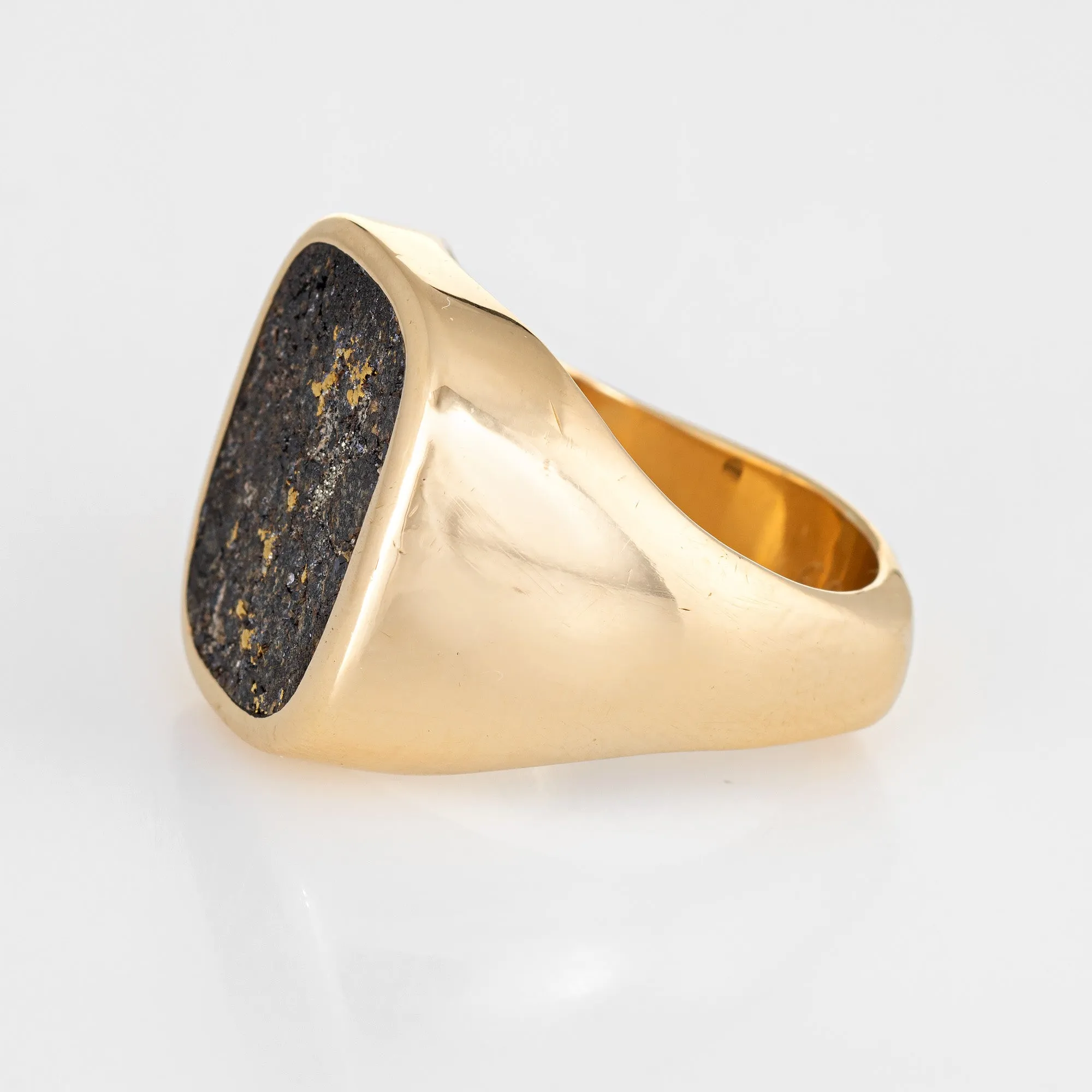 Natural Gold in Ironstone Ring Heavy 21.4g Vintage 18k Men's Signet 7.5 Jewelry