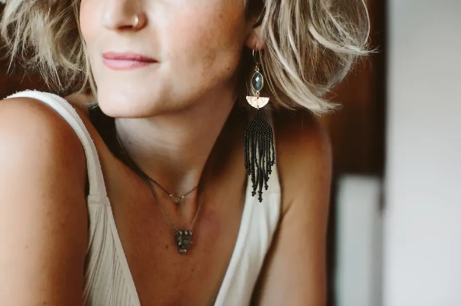 NAV Black Beaded Earrings   more