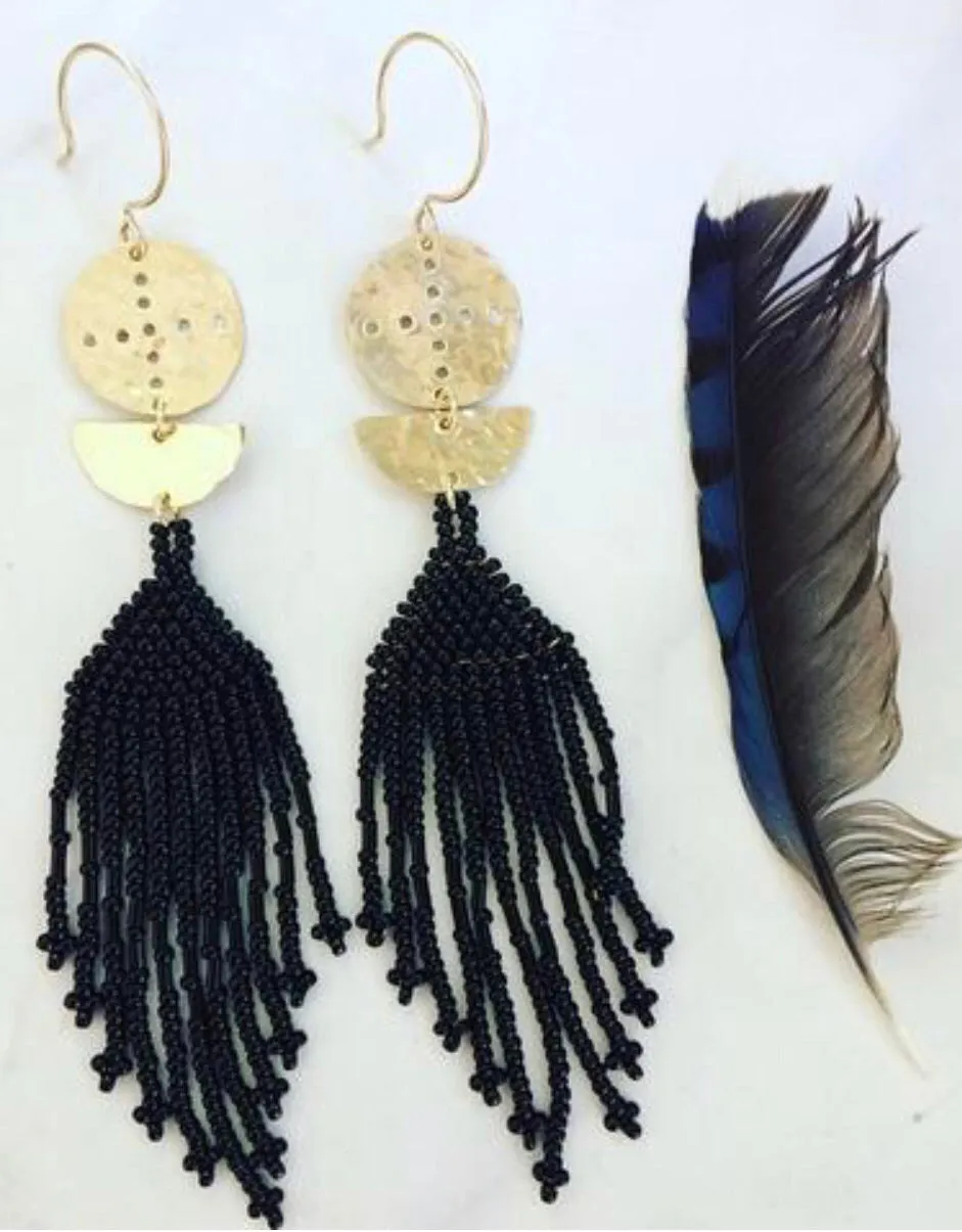 NAV Black Beaded Earrings   more