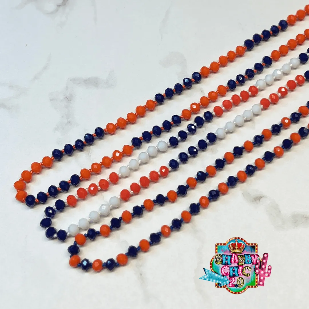 Navy and Orange 60 inch Crystal Necklace