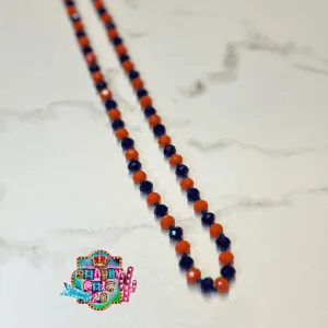 Navy and Orange 60 inch Crystal Necklace