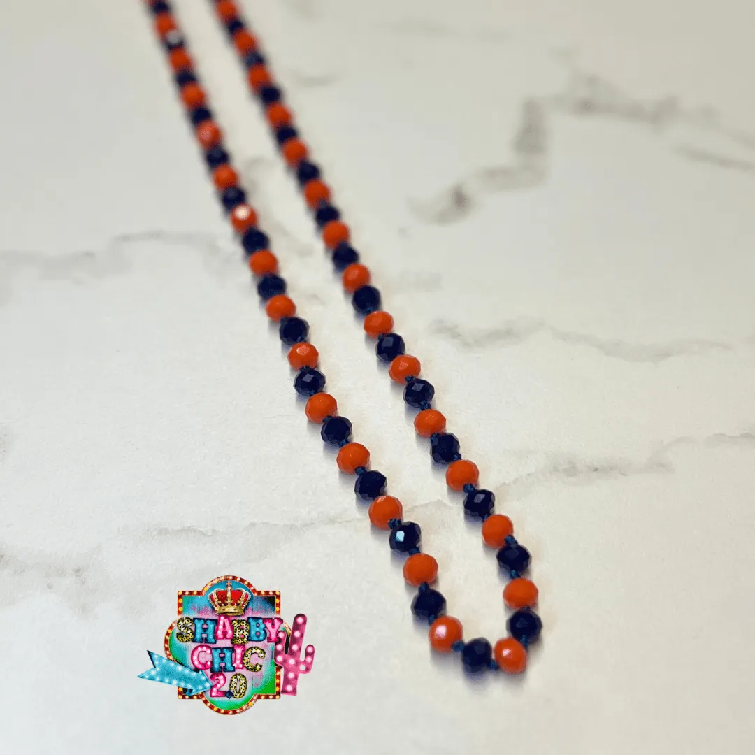 Navy and Orange 60 inch Crystal Necklace