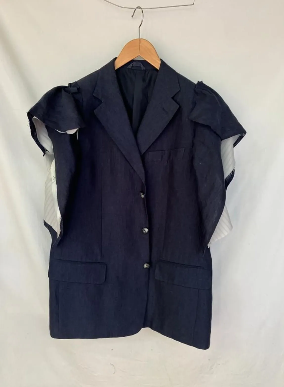 Navy Deconstructed Blazer with stripe