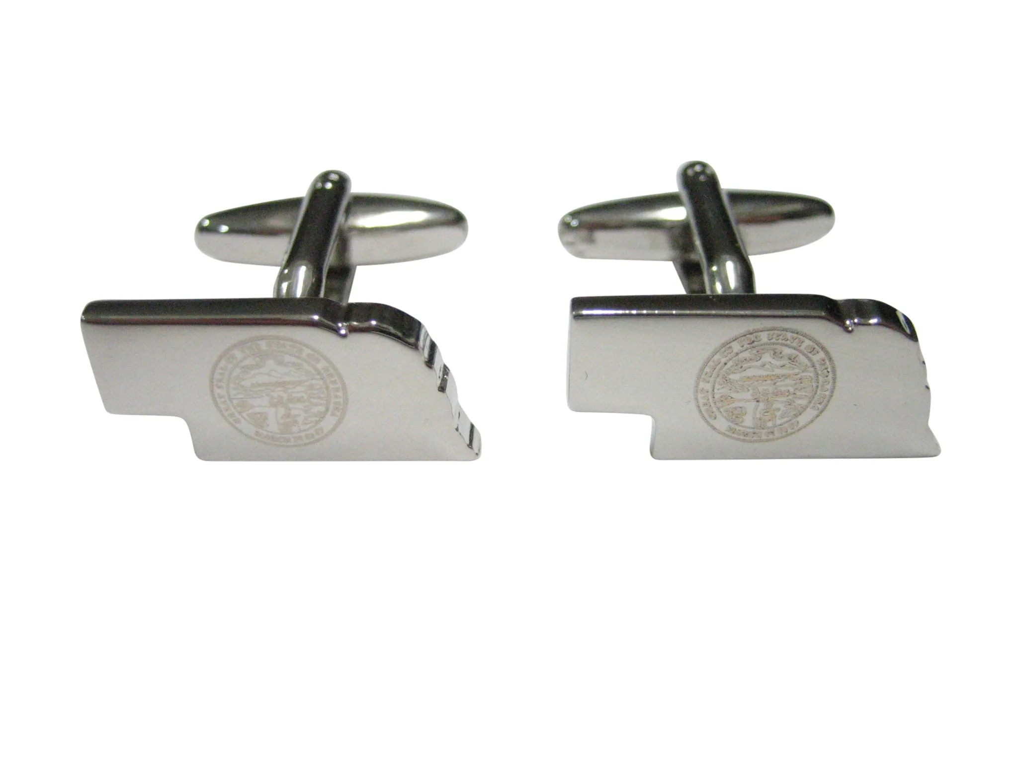 Nebraska State Map Shape and Flag Design Cufflinks