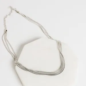 Nina Layered Snake Chain Choker Necklace SILVER