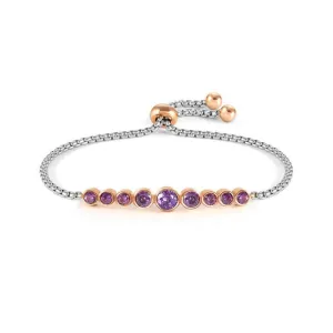 Nomination Milleluci Bracelet, Round, Violet Crystals, Rose PVD, Stainess Steel